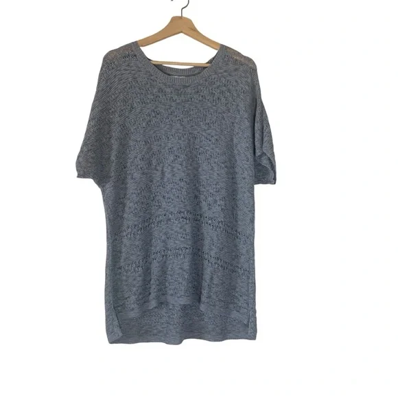 Jill Tops J Jill Womens Short Sleeve Blue Knit Boat Neck